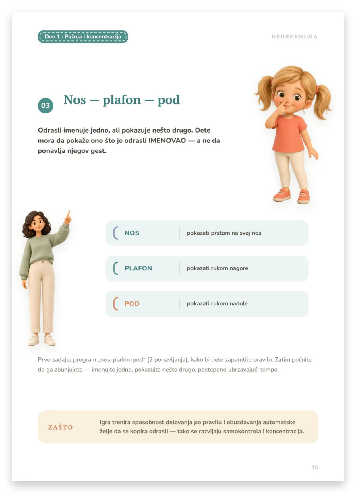 Vežba Nos — plafon — pod